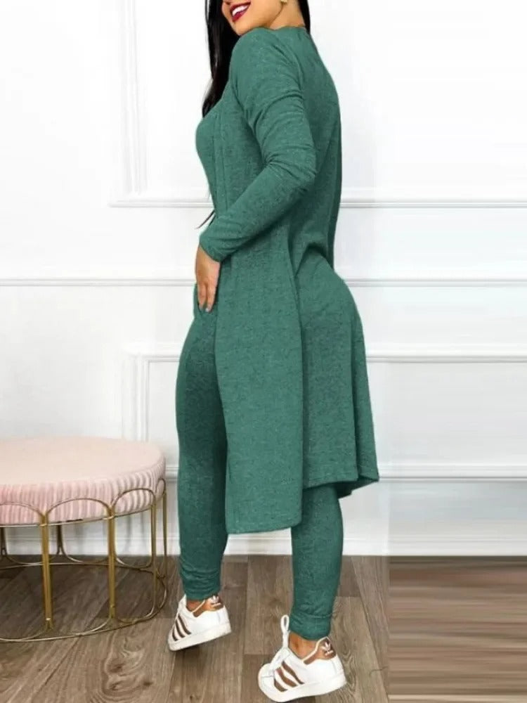 Ensemble combinaison et manteau avec poche à cordon