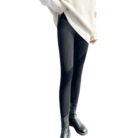 Leggings taille haute en maille côtelée pour femmes
