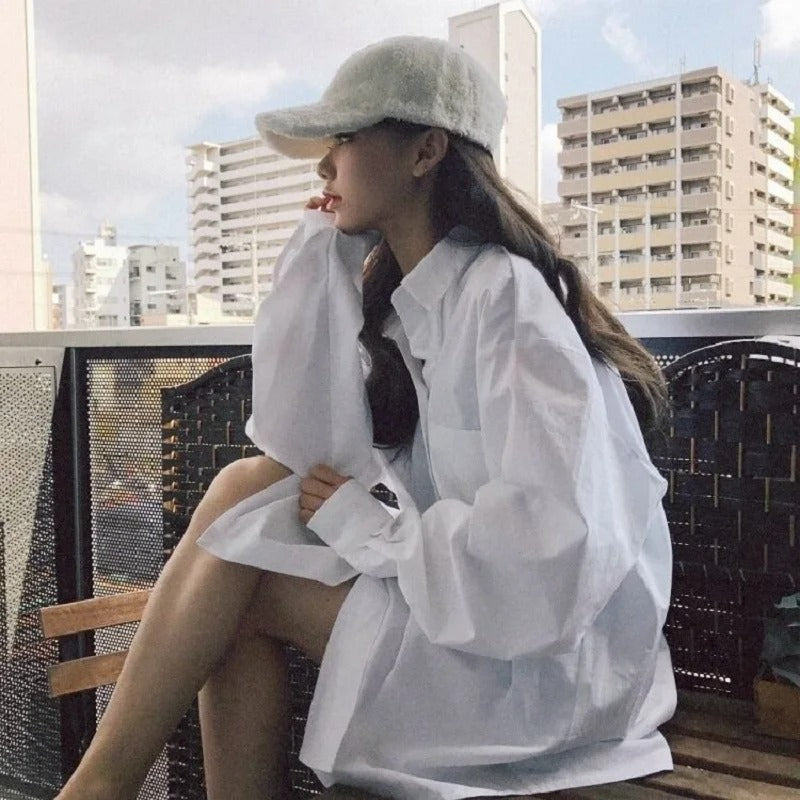 Chemise oversize à manches longues pour femme