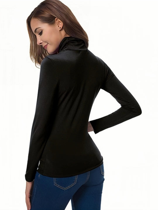 T-shirt à col roulé en tricot doux pour femmes