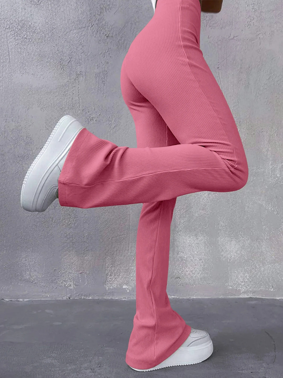 Pantalon côtelé taille haute pour femme