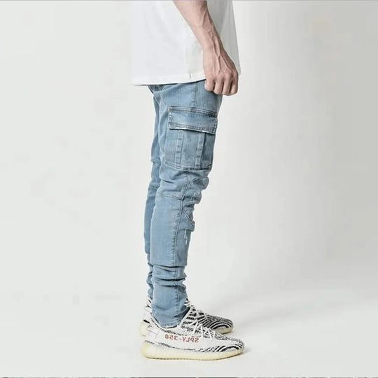 Jeans multi-poches élastiques pour hommes