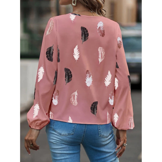 Blouse en mousseline à motif de plumes