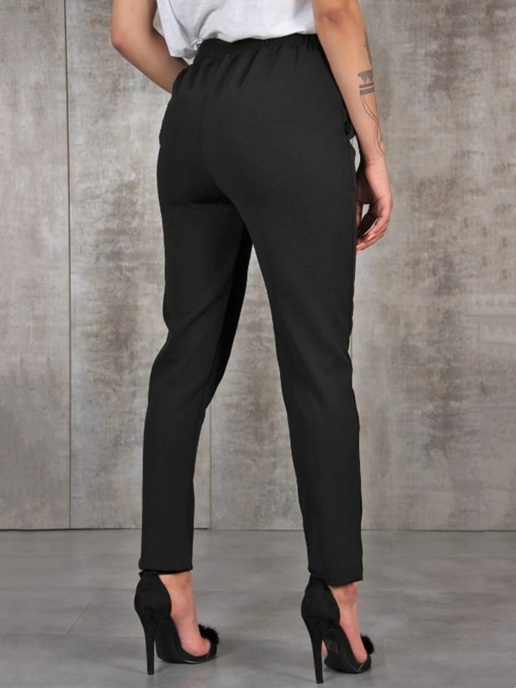 Pantalon slim en mousseline de soie pour femmes