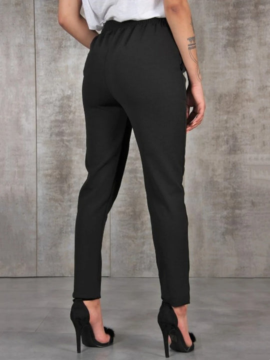 Pantalon slim en mousseline de soie pour femmes