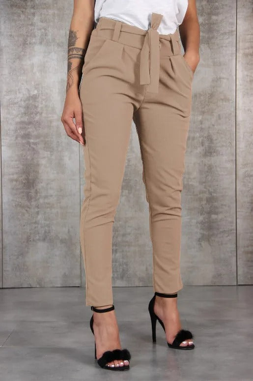 Pantalon slim en mousseline de soie pour femmes