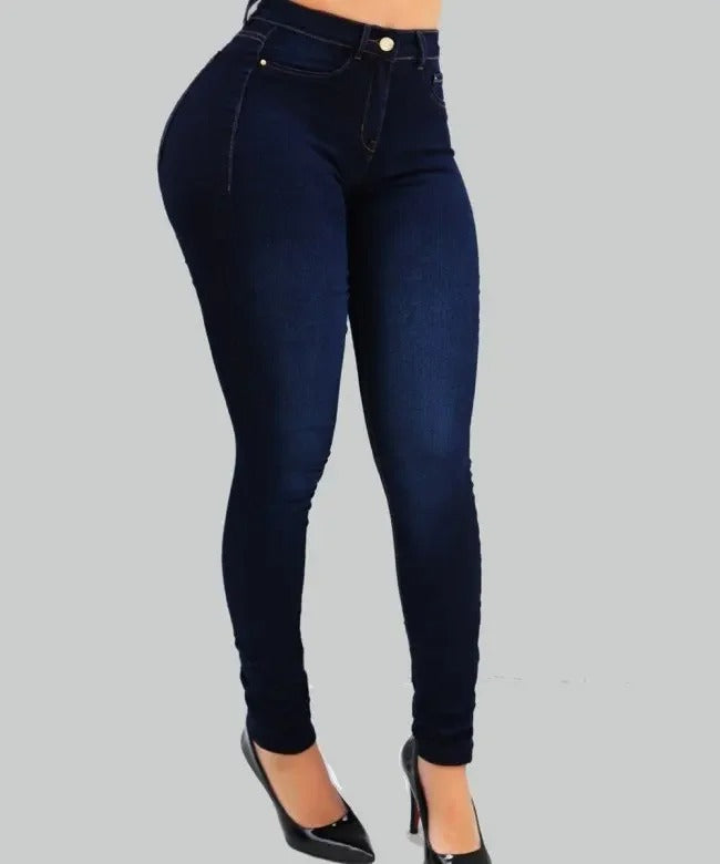 Jeans moulants taille haute pour femmes