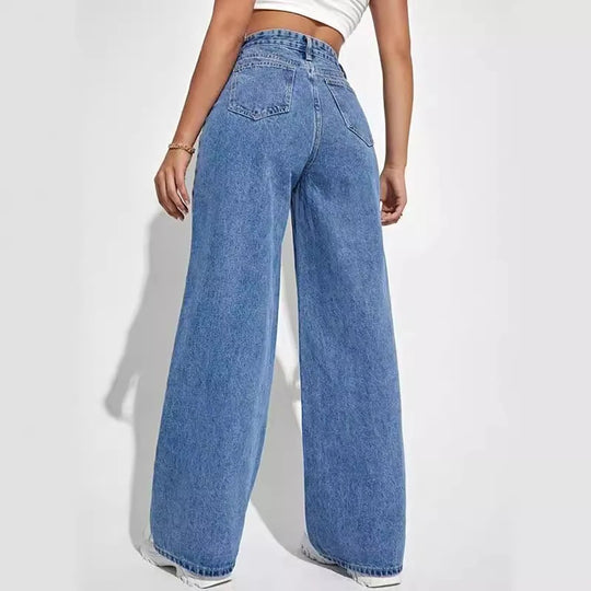 Jeans en denim à jambe large pour femmes