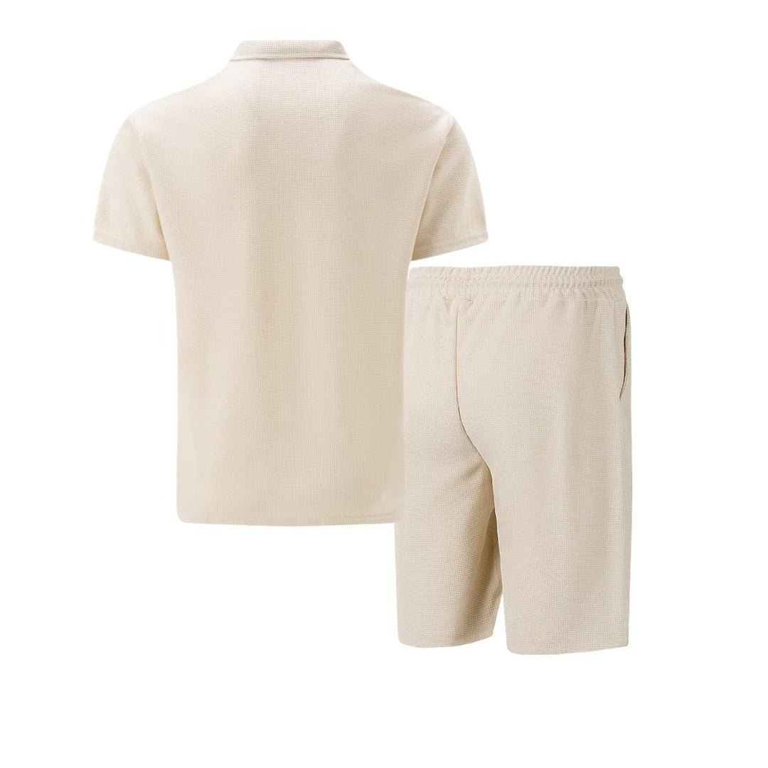 Ensemble d'été zippé pour homme à motif gaufré