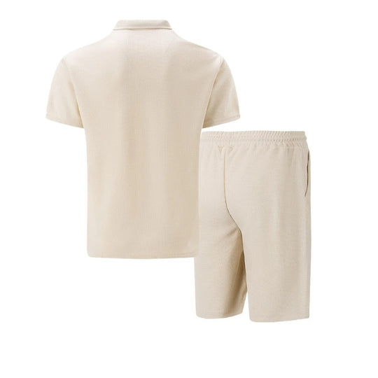 Ensemble d'été zippé pour homme à motif gaufré