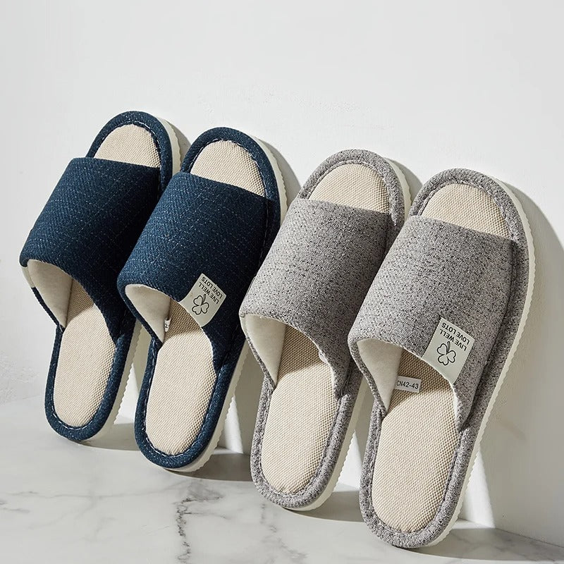 Chaussons d'intérieur en lin pour homme