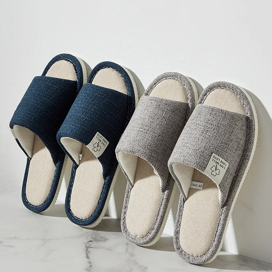 Chaussons d'intérieur en lin pour homme
