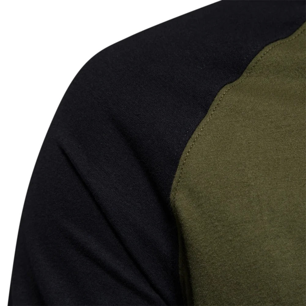 T-shirt patchwork à manches longues pour hommes