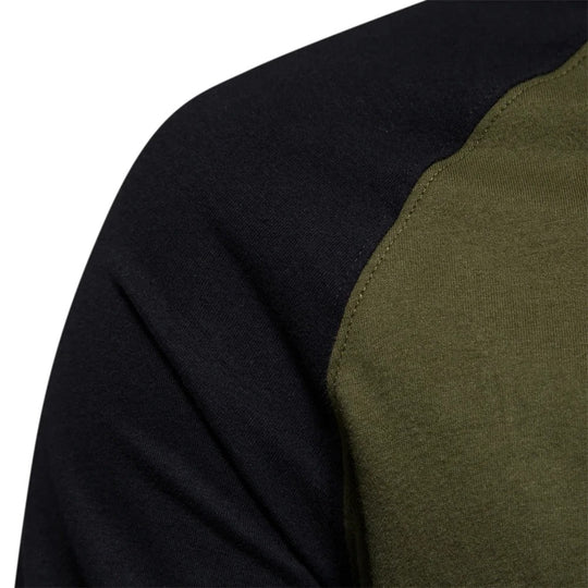 T-shirt patchwork à manches longues pour hommes