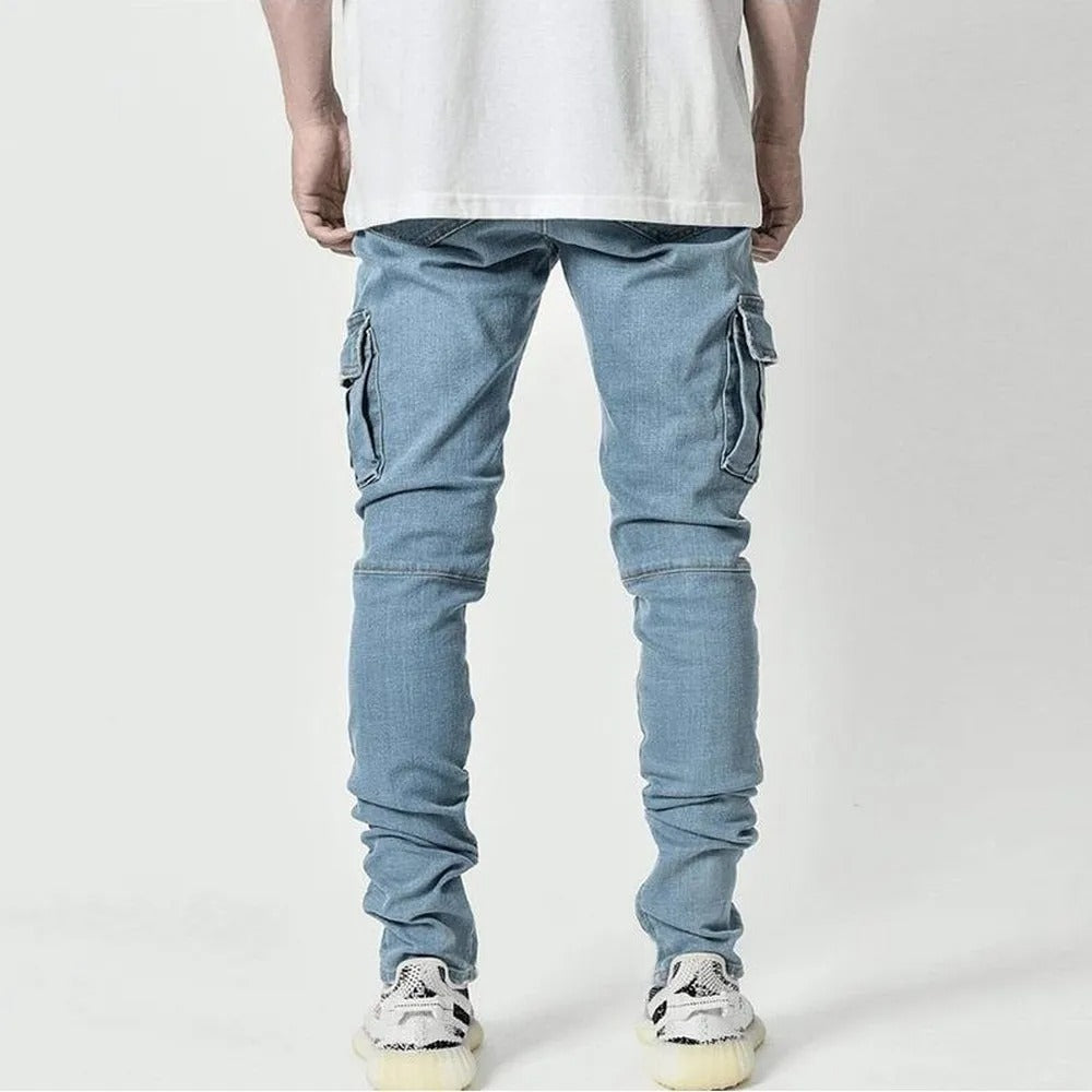 Jeans multi-poches élastiques pour hommes