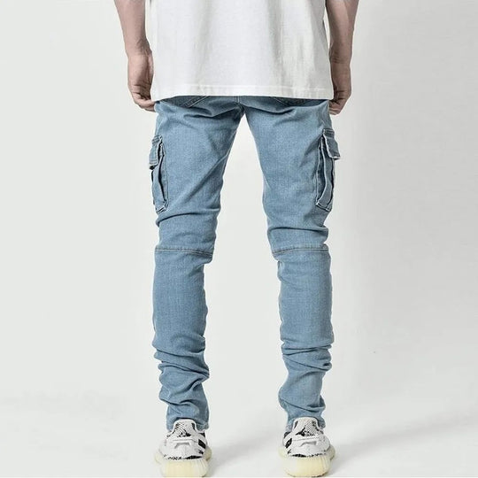 Jeans multi-poches élastiques pour hommes