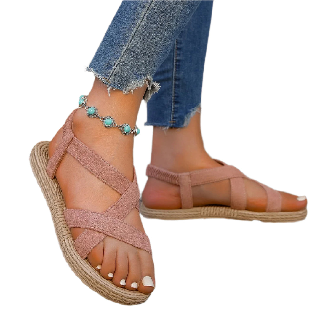 Sandales plates confortables de couleur unie pour femmes