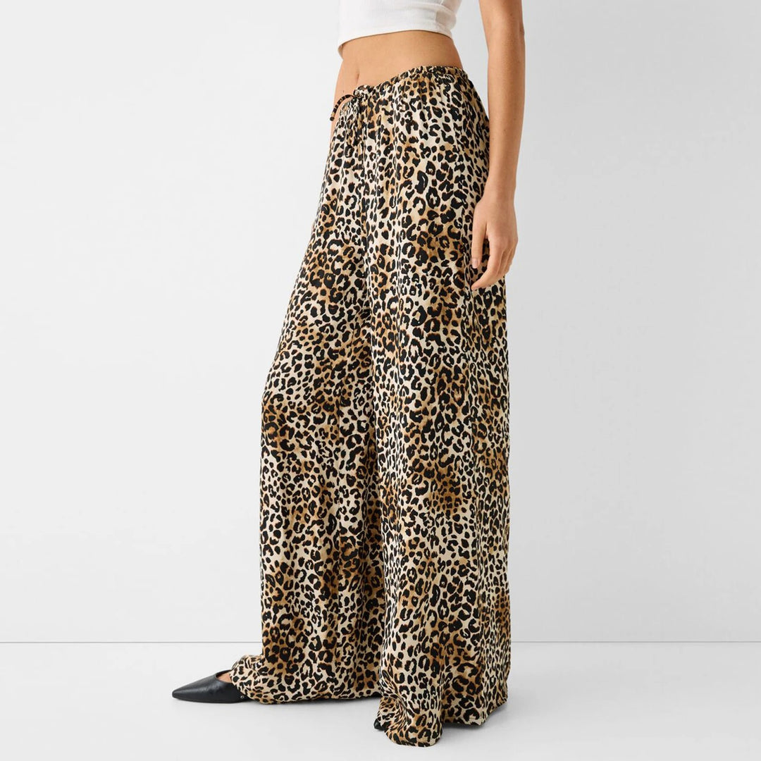 Pantalon large vintage imprimé léopard
