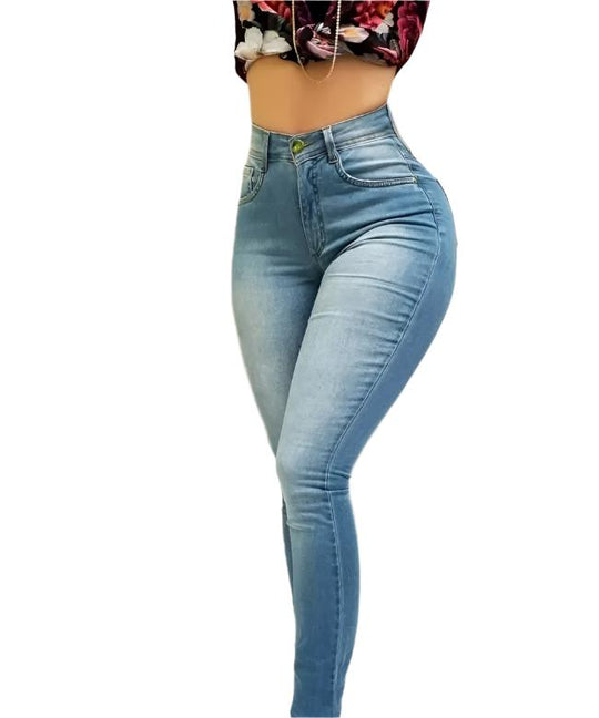 Jeans moulants taille haute pour femmes
