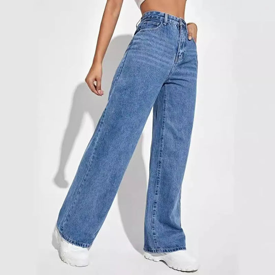 Jeans en denim à jambe large pour femmes