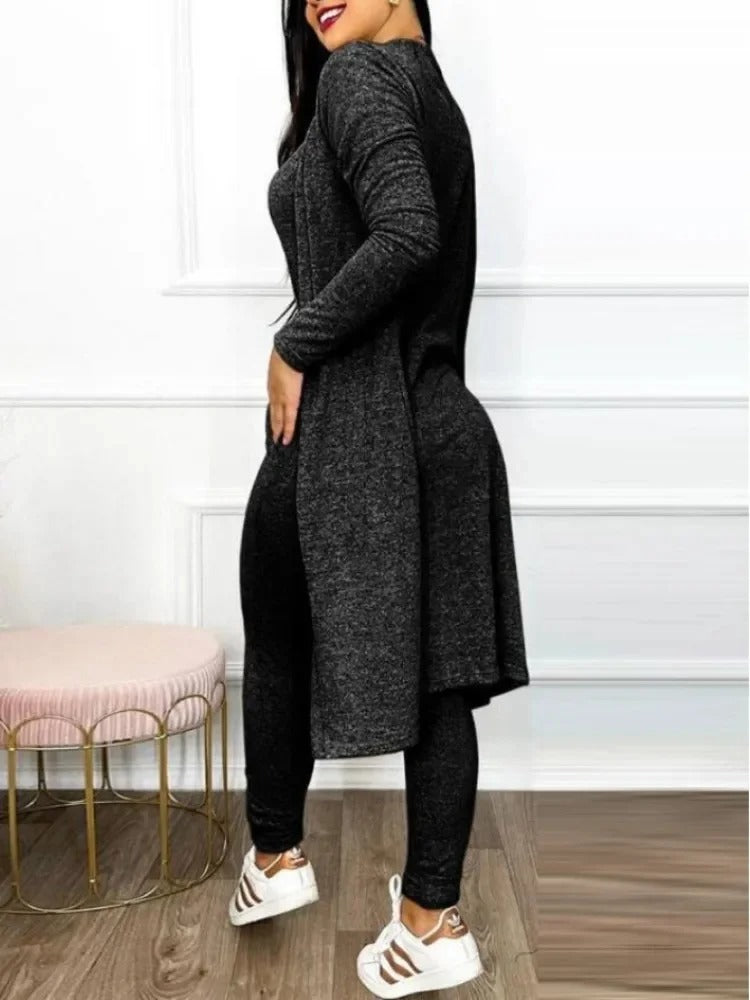Ensemble combinaison et manteau avec poche à cordon