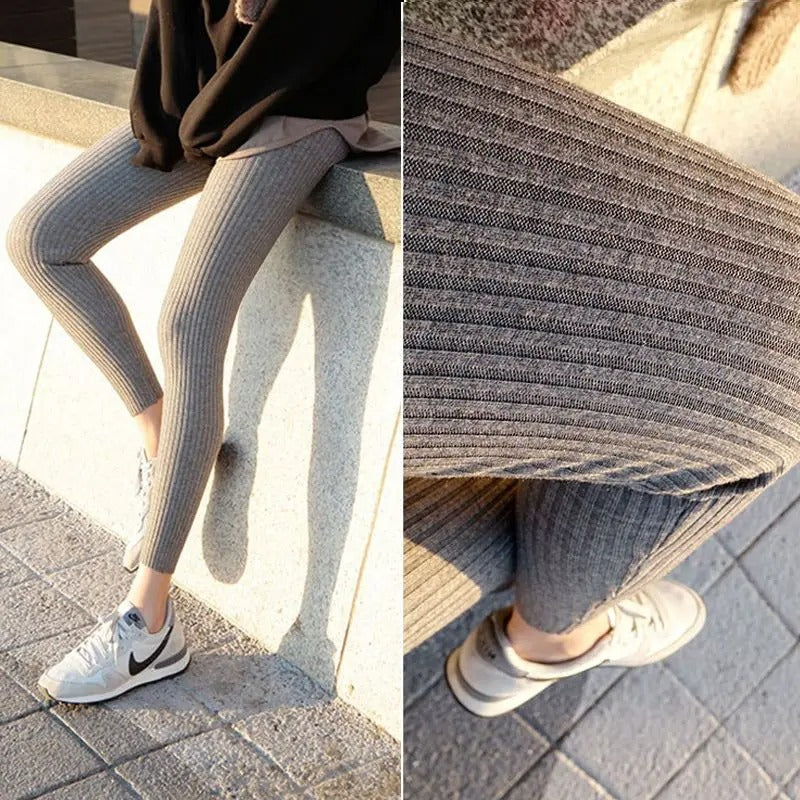 Leggings taille haute en maille côtelée pour femmes