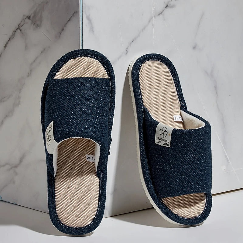 Chaussons d'intérieur en lin pour homme