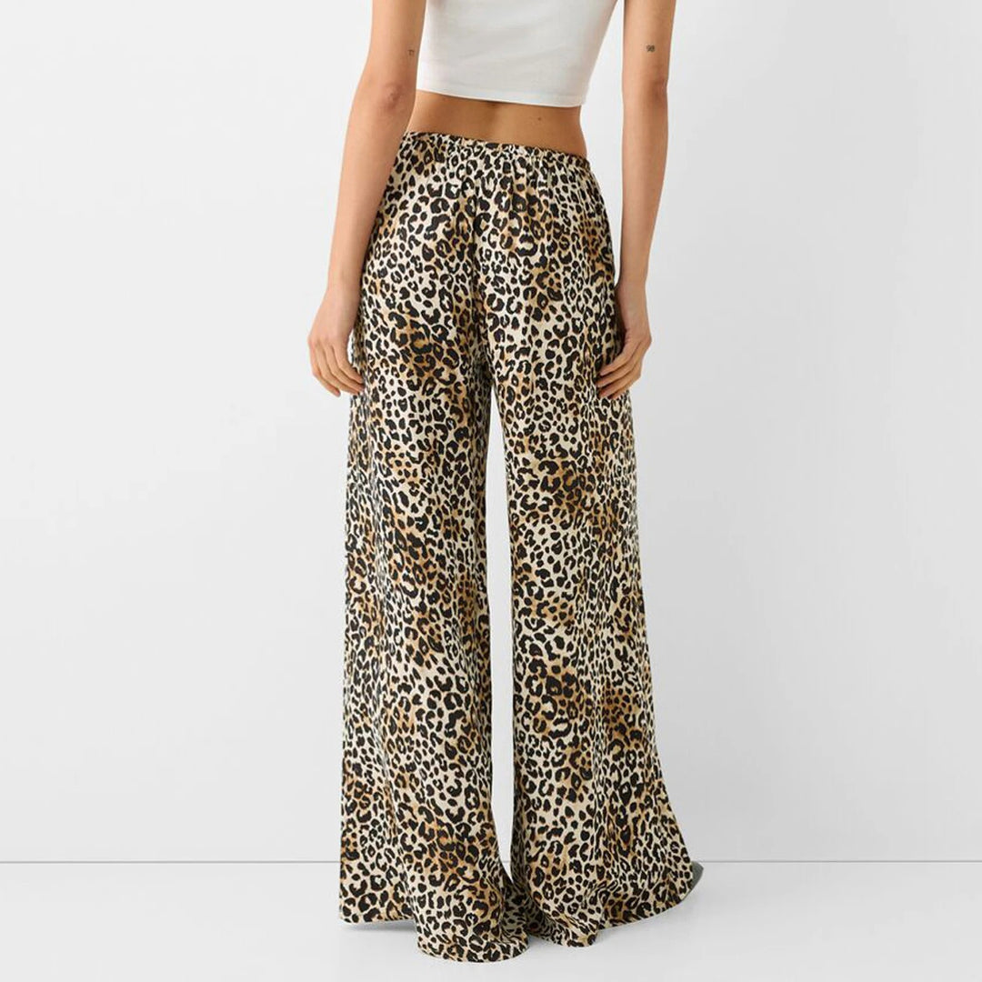 Pantalon large vintage imprimé léopard