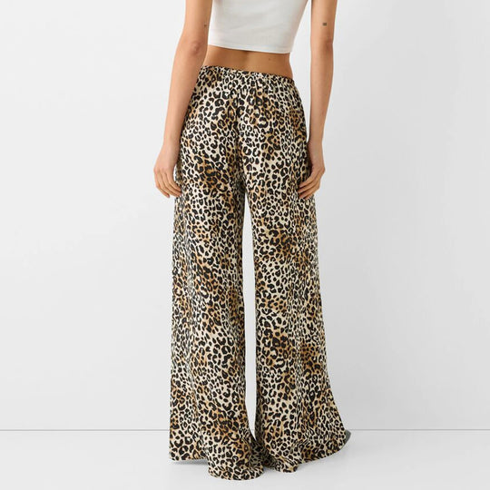 Pantalon large vintage imprimé léopard