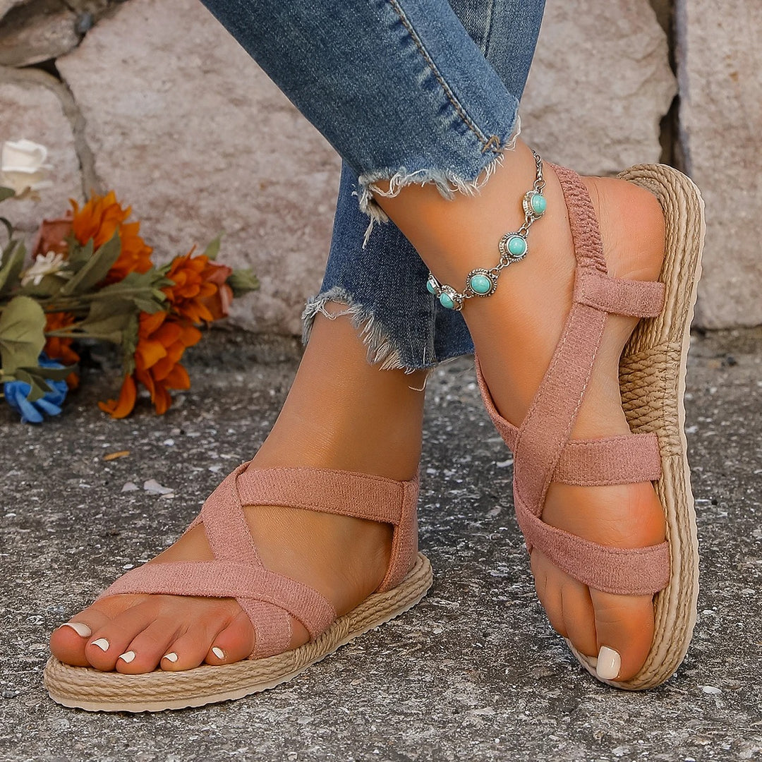 Sandales plates confortables de couleur unie pour femmes