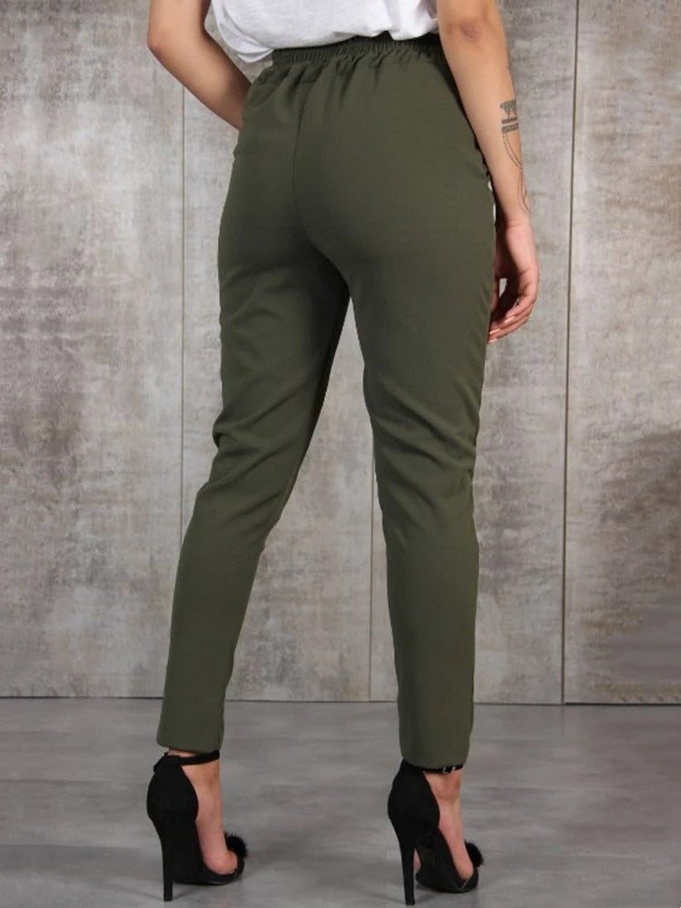 Pantalon slim en mousseline de soie pour femmes