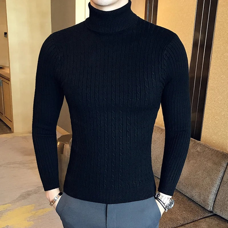 Pull à col roulé en tricot pour hommes
