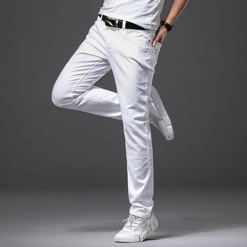 Hommes Classic White Slim Fit Jeans