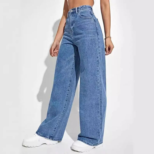 Jeans en denim à jambe large pour femmes