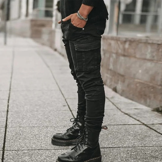 Jeans multi-poches élastiques pour hommes