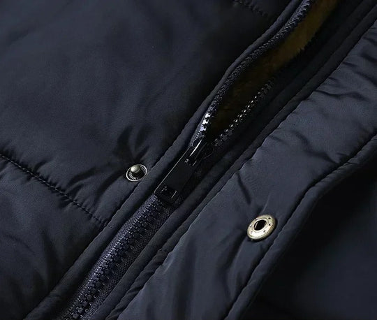 Manteau à col de fourrure doublé de polaire pour hommes