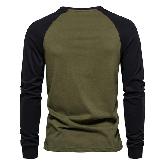 T-shirt patchwork à manches longues pour hommes