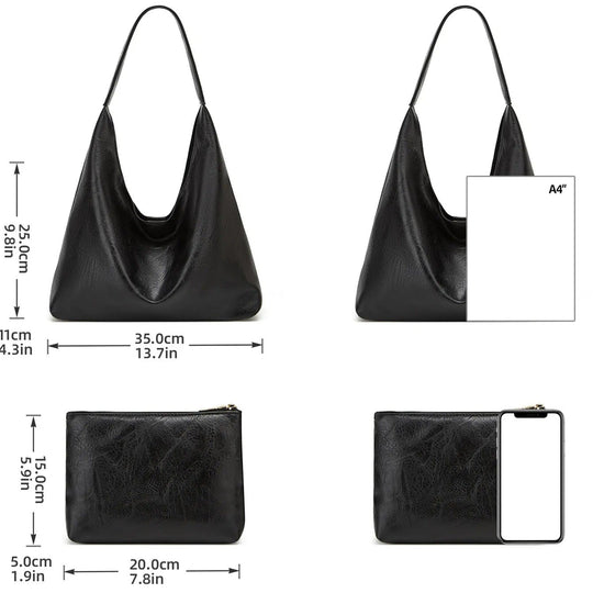 Sac à bandoulière rétro grand format pour femme