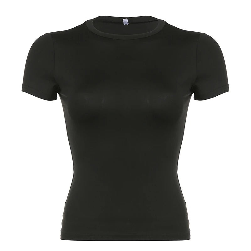 T-shirt skinny à col rond pour femmes