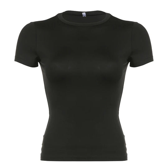 T-shirt skinny à col rond pour femmes