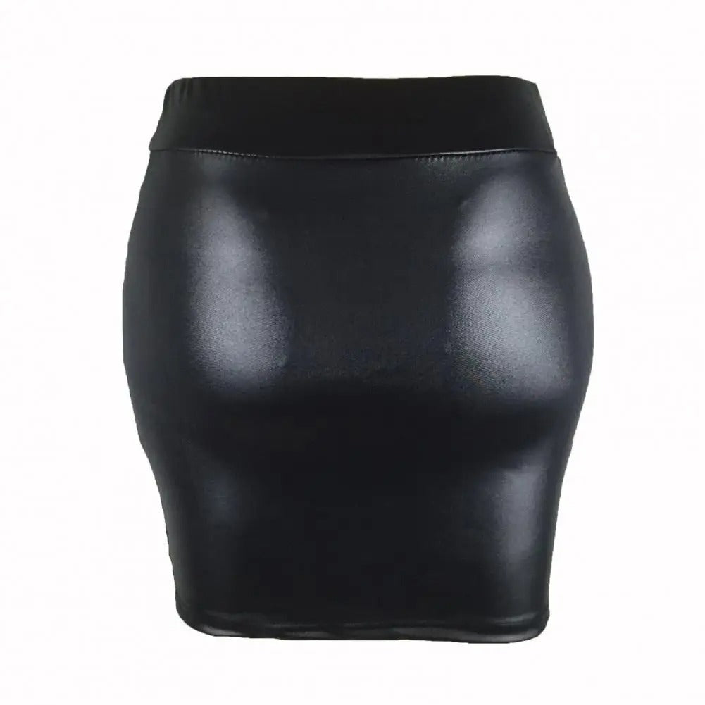 Jupe taille haute en cuir mat pour femme