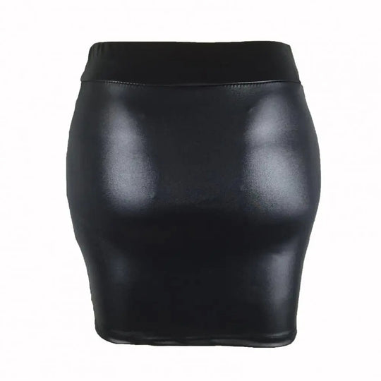 Jupe taille haute en cuir mat pour femme