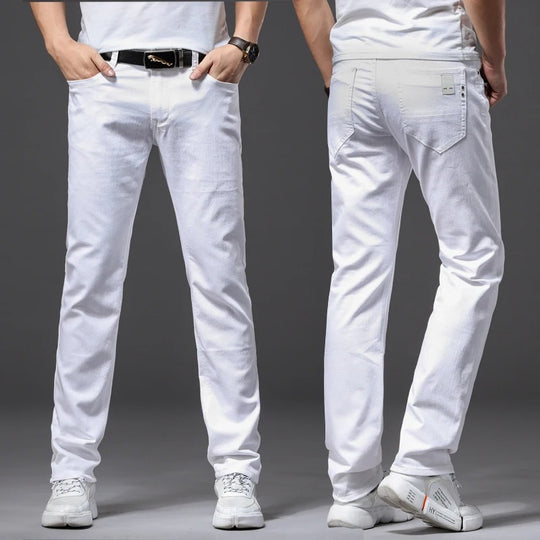 Hommes Classic White Slim Fit Jeans