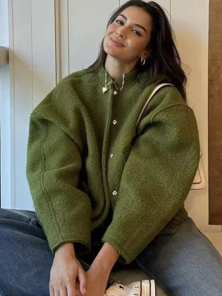 Blouson aviateur oversize en tweed pour femme
