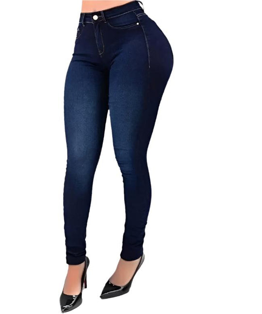 Jeans moulants taille haute pour femmes
