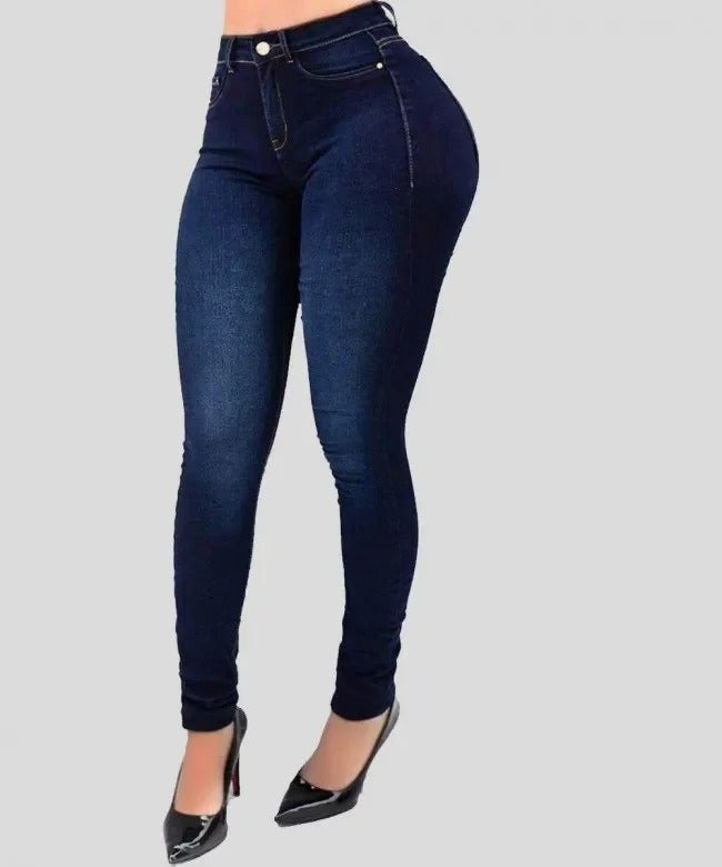 Jeans moulants taille haute pour femmes