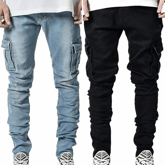 Jeans multi-poches élastiques pour hommes