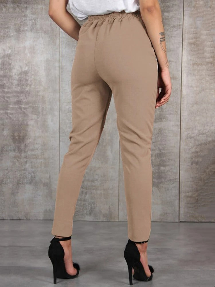Pantalon slim en mousseline de soie pour femmes