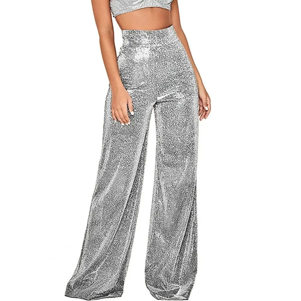Pantalon taille haute à jambes larges pour femmes
