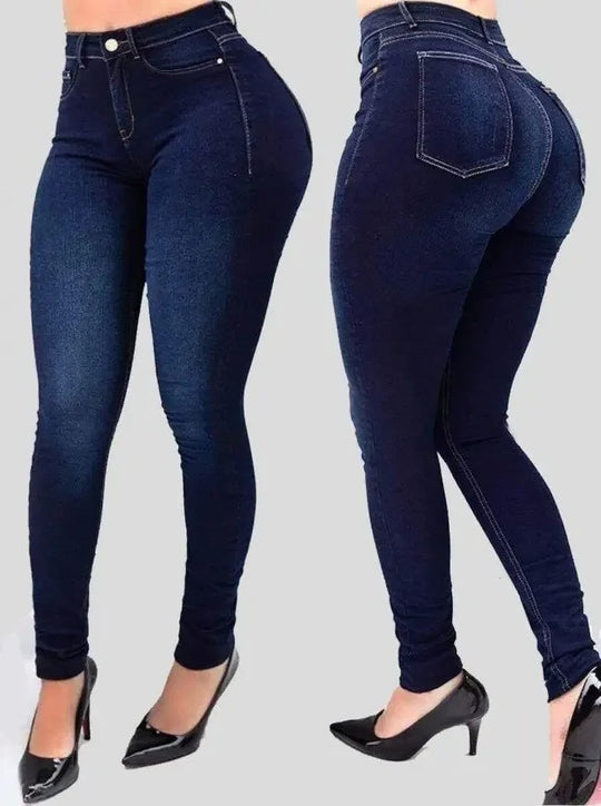 Jeans moulants taille haute pour femmes